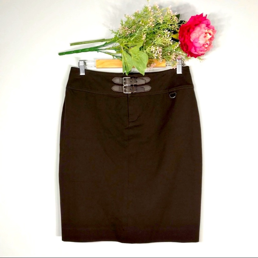 Ralph Lauren |Double Belt Brown Pencil Skirt SZ 6